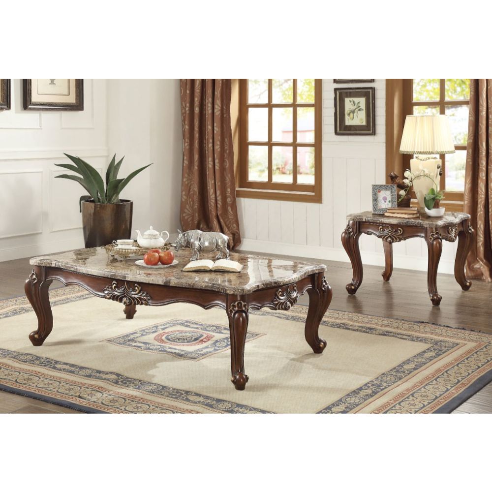 Acme - Shalisa Coffee Table 81050 Marble Top & Walnut Finish