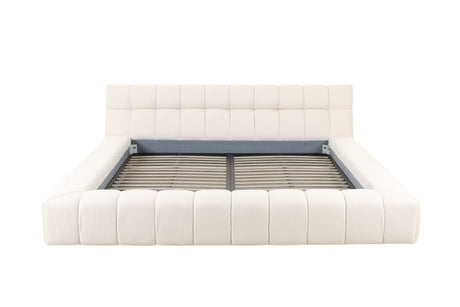 Tyree - Modern Tufted Off-White Fabric Bed-eastern - View Image 1