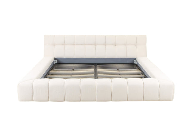 Tyree - Modern Tufted Off-White Fabric Bed-eastern - View Image 1