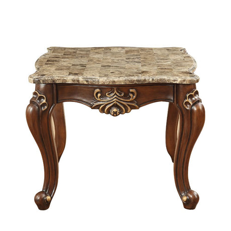 Acme - Shalisa End Table 81052 Marble Top & Walnut Finish