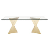 Modrest Buquet - Glam Glass + Champagne Gold Rectangular Dining Table