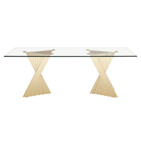 Modrest Buquet - Glam Glass + Champagne Gold Rectangular Dining Table