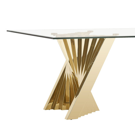 Modrest Buquet - Glam Glass + Champagne Gold Rectangular Dining Table