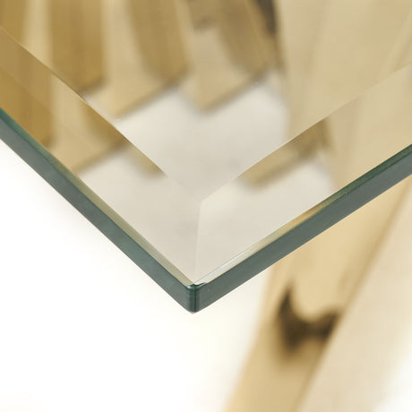 Modrest Buquet - Glam Glass + Champagne Gold Rectangular Dining Table