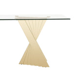 Modrest Buquet - Glam Glass + Champagne Gold Rectangular Dining Table