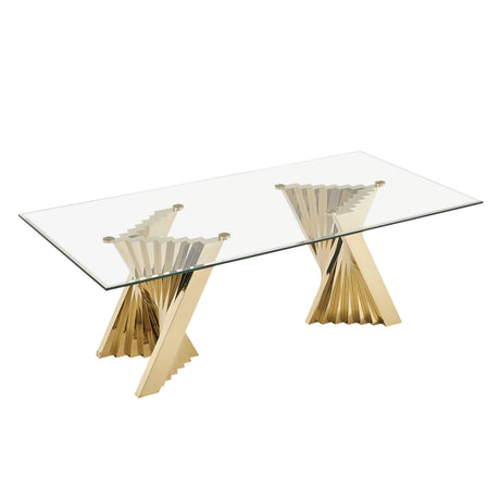 Modrest Buquet - Glam Glass + Champagne Gold Rectangular Dining Table
