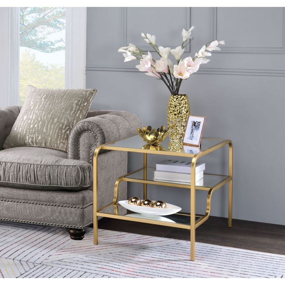 Astrid End Table 81092 Mirrored & Gold Finish | Acme - 81092 - Home Elegance USA - 1