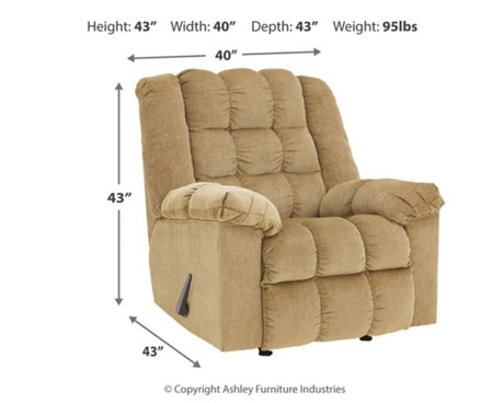 Ludden Rocker Recliner – Sand Finish by Signature Design