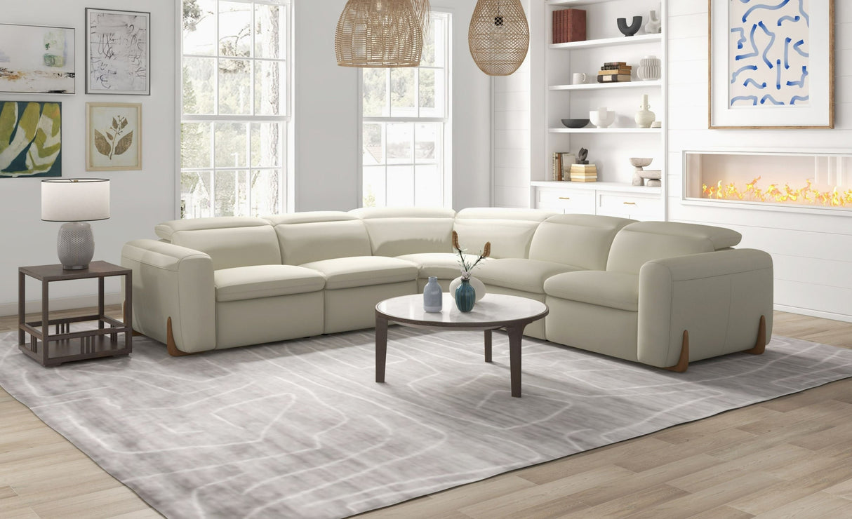 Divani Casa Conrad - Modern Beige Fabric Sectional With 3 Recliners - Home Elegance USA