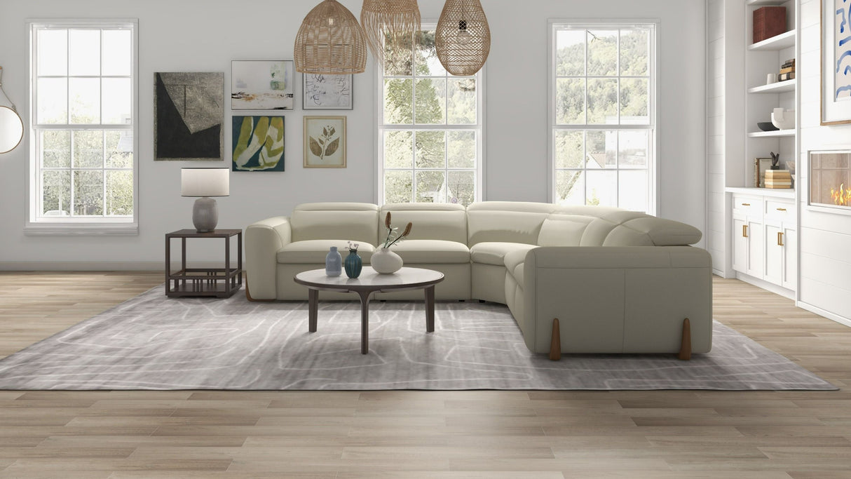 Divani Casa Conrad - Modern Beige Fabric Sectional With 3 Recliners - Home Elegance USA