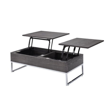 Acme - Iban Coffee Table W/Lift Top 81170 Gray Oak & Chrome Finish