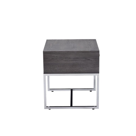 Acme - Iban End Table 81172 Gray Oak & Chrome Finish