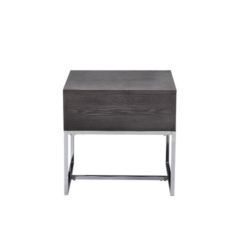 Acme - Iban End Table 81172 Gray Oak & Chrome Finish