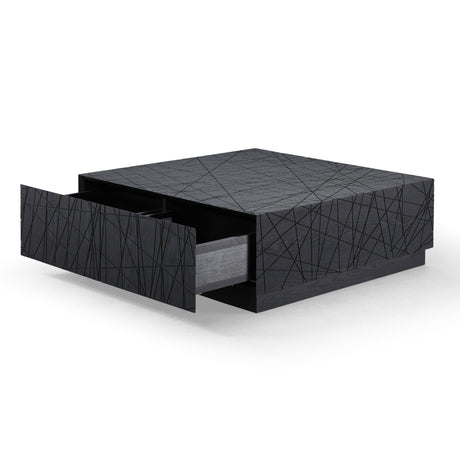 Modrest Kenda - Modern Black Oak Square Coffee Table With Storage