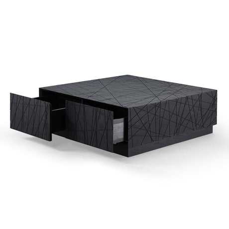 Modrest Kenda - Modern Black Oak Square Coffee Table With Storage