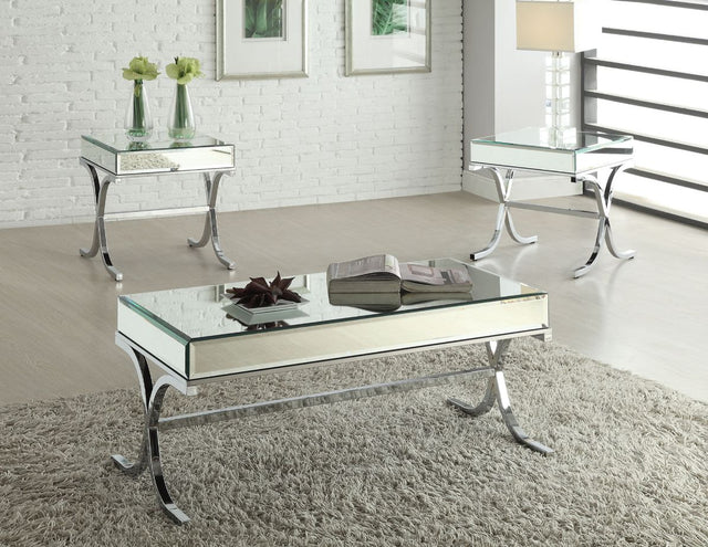 Acme - Yuri Coffee Table 81195 Mirrored & Chrome Finish