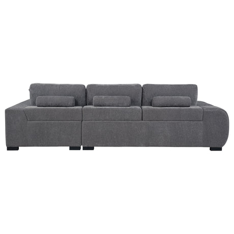 Plather Charcoal Grey Upholstered Sectional Chaise Sofa - sold by Home Elegance USA