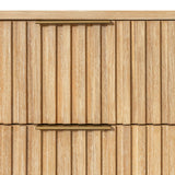 Eastern King Liam + Mikala - Modern Ivory Fabric + Natural Oak 4-Piece Bedroom Set