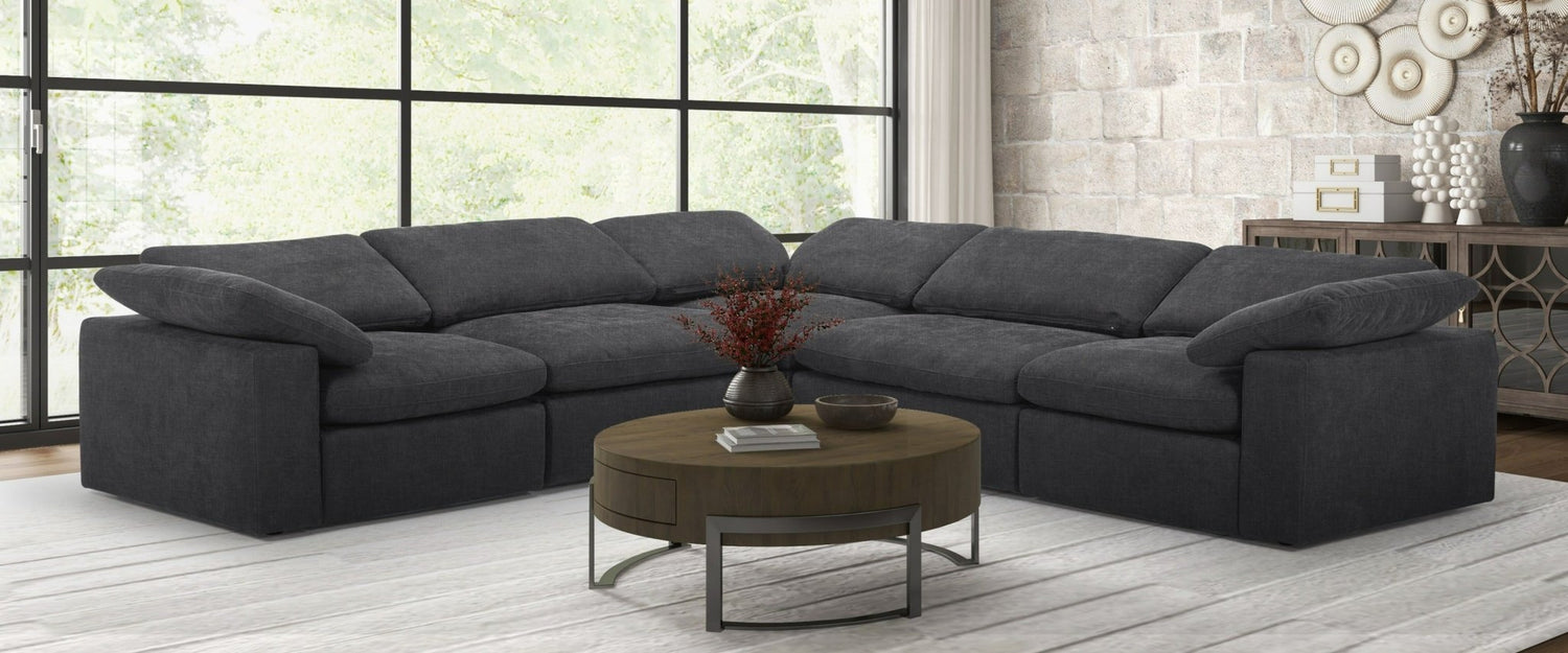 Divani Casa Corinth - Modern Dark Gray Fabric Sectional Sofa with 3 Power Recliners | Home Elegance USA