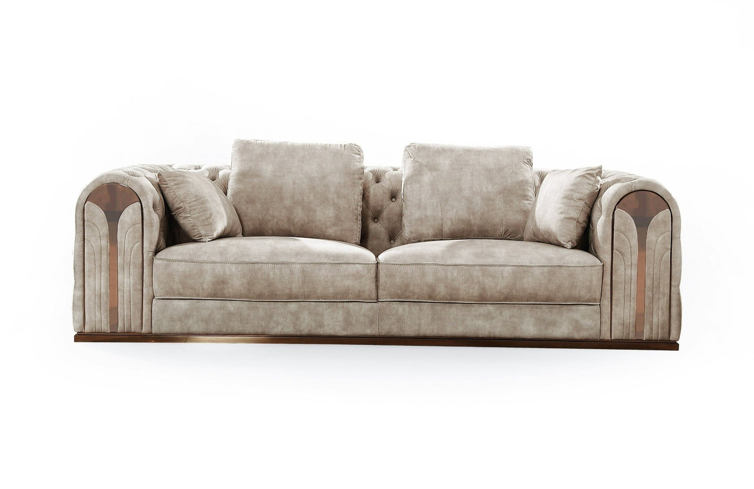 Divani Casa Dosie - Transitional Beige Velvet Sofa | Home Elegance USA