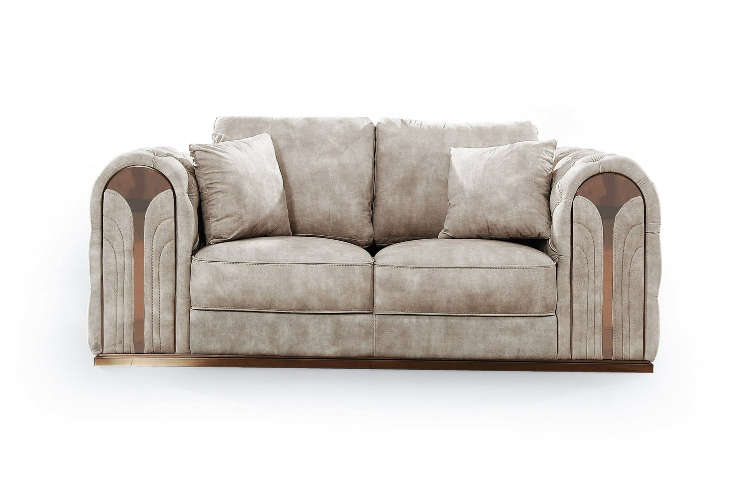 Divani Casa Dosie - Transitional Beige Velvet Loveseat | Home Elegance USA