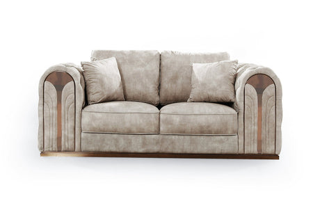 Divani Casa Dosie - Transitional Beige Velvet Loveseat | Home Elegance USA
