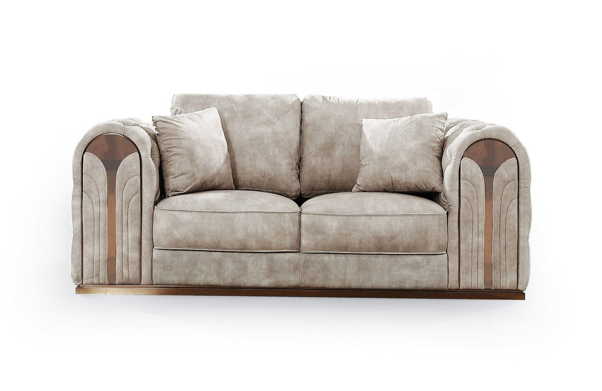 Divani Casa Dosie - Transitional Beige Velvet Sofa Set - Home Elegance USA
