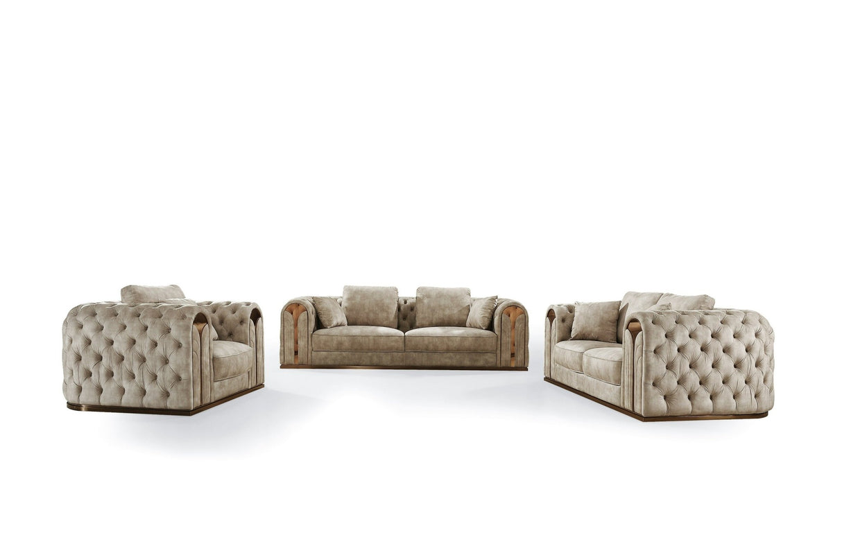 Divani Casa Dosie - Transitional Beige Velvet Sofa Set | Home Elegance USA