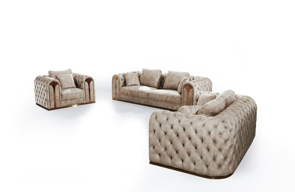 Divani Casa Dosie - Transitional Beige Velvet Sofa Set - Home Elegance USA