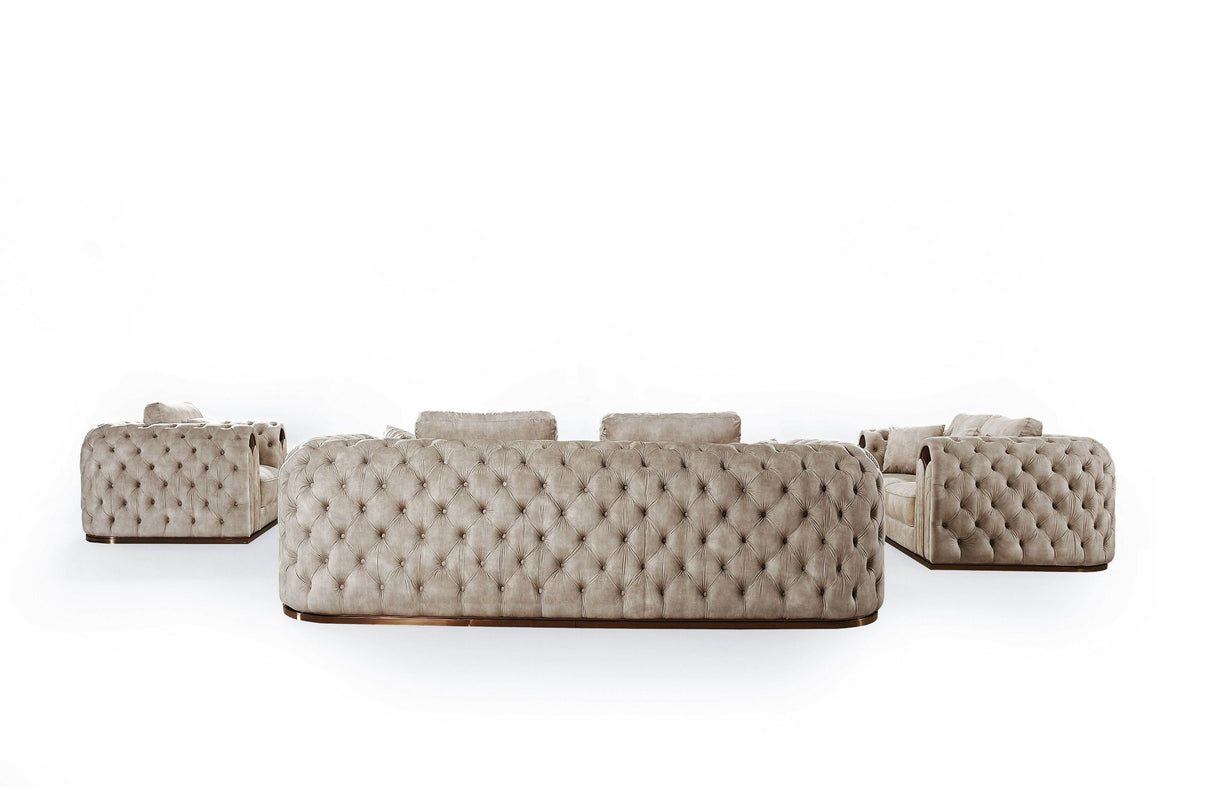 Divani Casa Dosie - Transitional Beige Velvet Sofa Set - Home Elegance USA