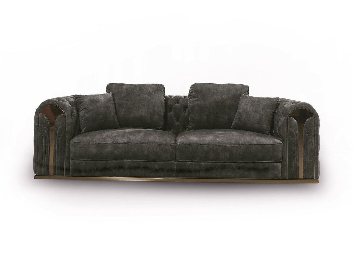 Divani Casa Dosie - Transitional Grey Velvet Sofa - VGBN - S - 9368 - SOFA - GRY - Home Elegance USA - 1