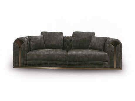 Divani Casa Dosie - Transitional Grey Velvet Sofa - VGBN - S - 9368 - SOFA - GRY - Home Elegance USA - 1