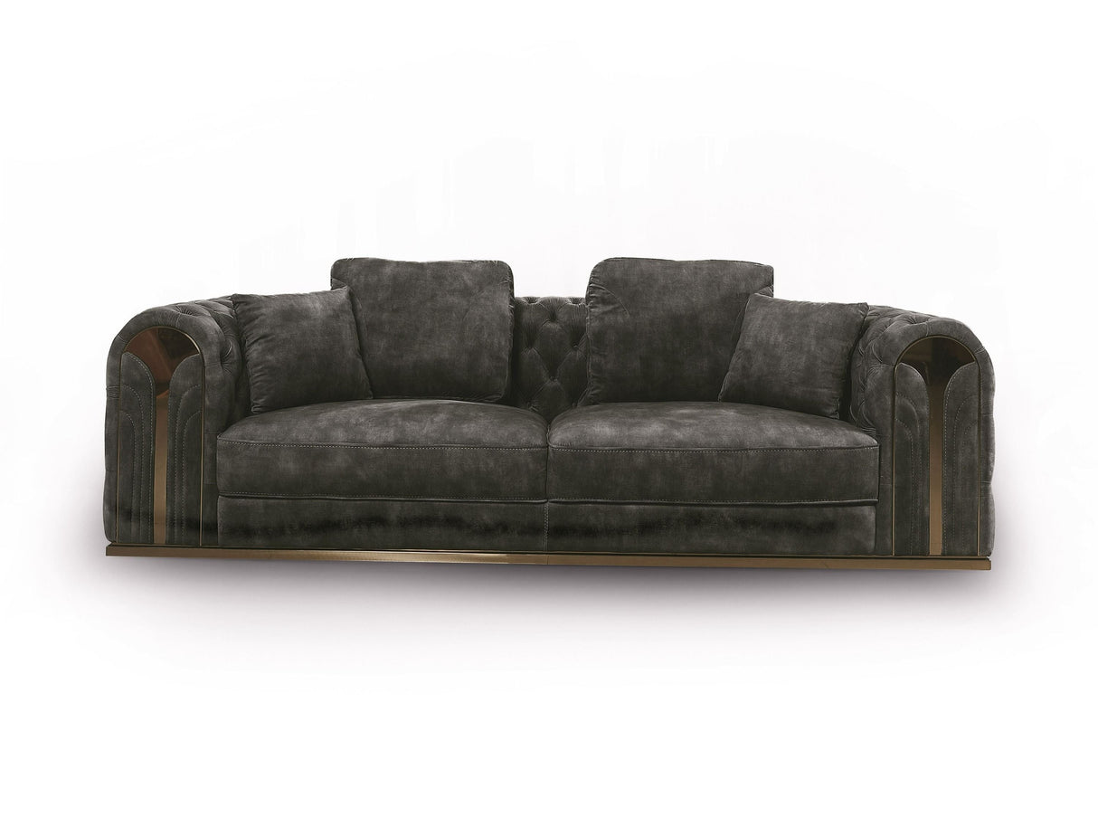 Divani Casa Dosie - Transitional Grey Velvet Sofa Set - Home Elegance USA