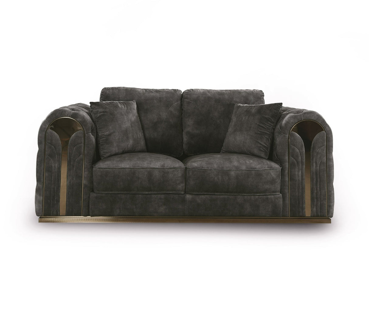 Divani Casa Dosie - Transitional Grey Velvet Loveseat - VGBN - S - 9368 - LOVE - GRY - Home Elegance USA - 1