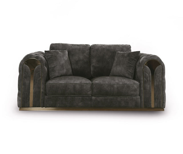 Divani Casa Dosie - Transitional Grey Velvet Loveseat - VGBN - S - 9368 - LOVE - GRY - Home Elegance USA - 1