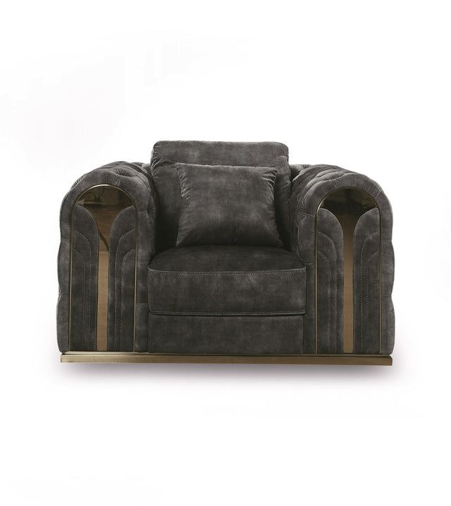 Divani Casa Dosie - Transitional Grey Velvet Chair - VGBN - S - 9368 - CHR - GRY - Home Elegance USA - 1