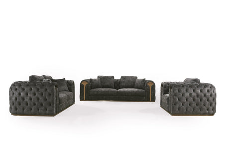 Divani Casa Dosie - Transitional Grey Velvet Sofa Set | Home Elegance USA