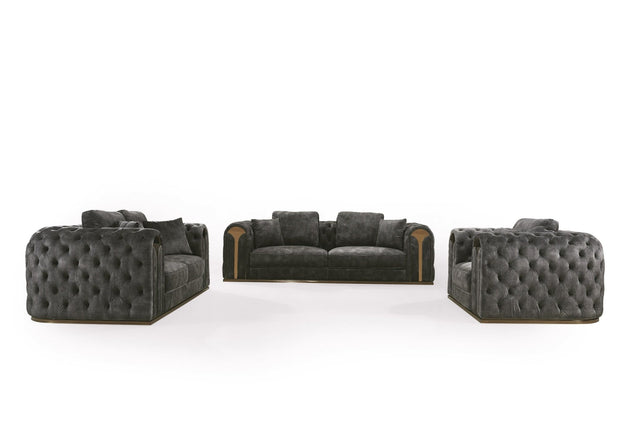 Divani Casa Dosie - Transitional Grey Velvet Sofa Set | Home Elegance USA