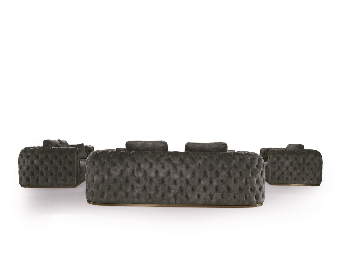 Divani Casa Dosie - Transitional Grey Velvet Sofa Set - Home Elegance USA