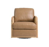 Divani Casa Danson - Modern Tan Leather + Wicker Swivel Accent Chair | VIG | Home Elegance USA