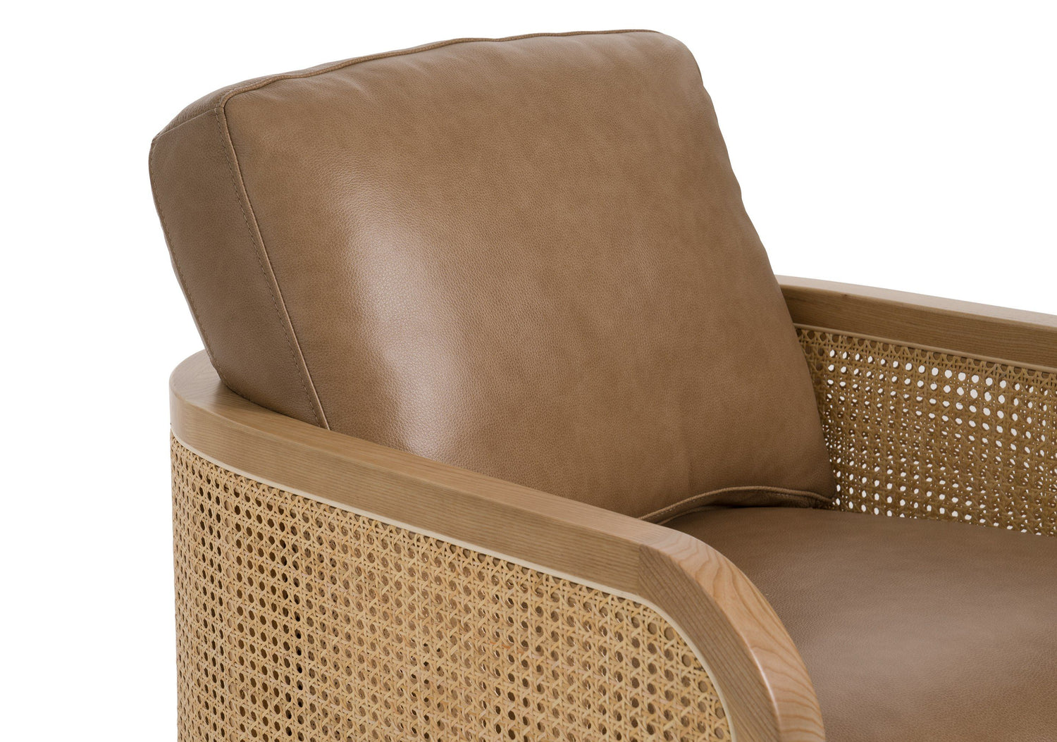 Divani Casa Danson - Modern Tan Leather + Wicker Swivel Accent Chair | VIG | Home Elegance USA