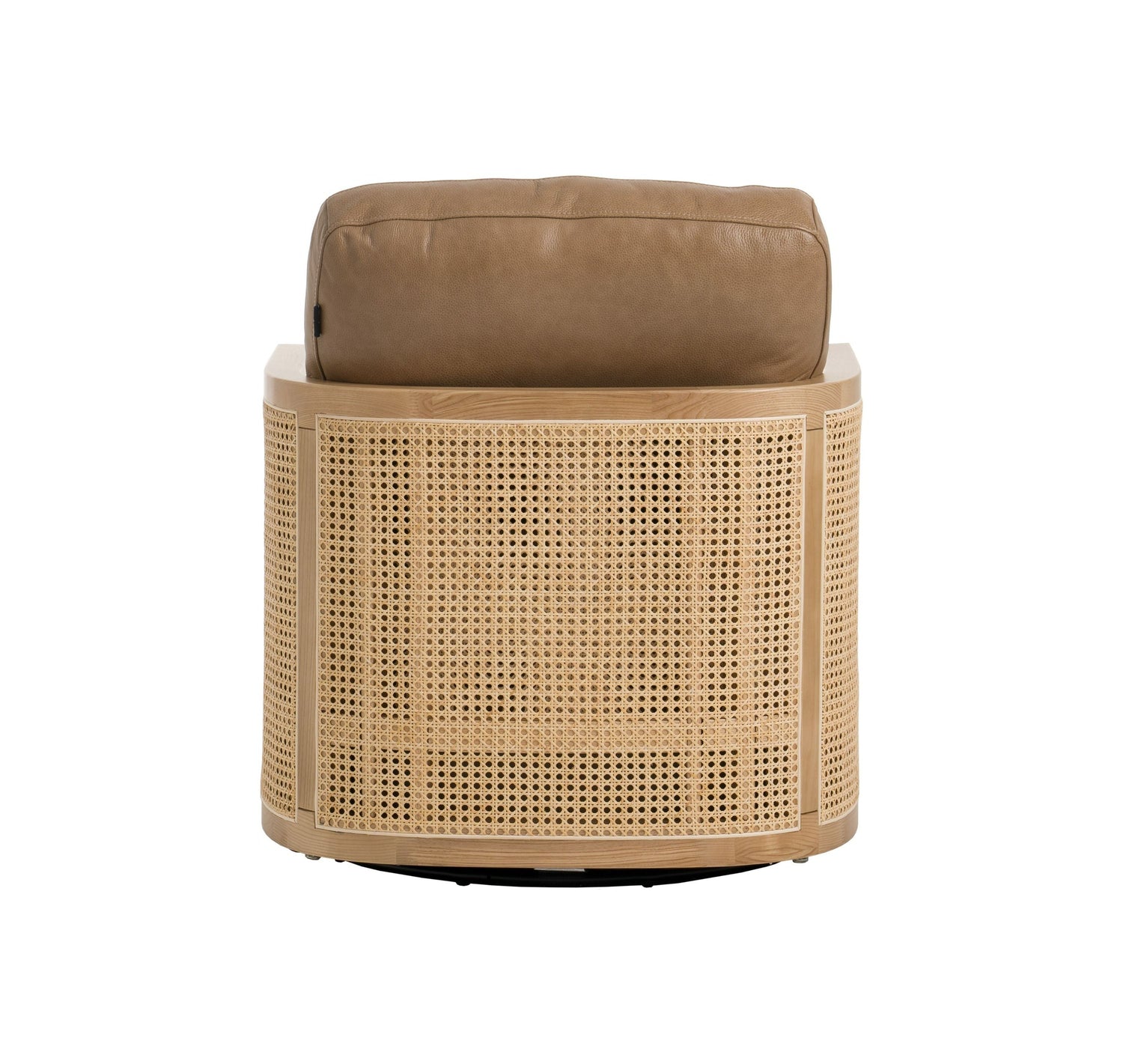Divani Casa Danson - Modern Tan Leather + Wicker Swivel Accent Chair | VIG | Home Elegance USA