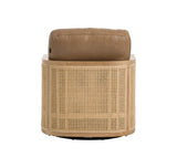 Divani Casa Danson - Modern Tan Leather + Wicker Swivel Accent Chair | VIG | Home Elegance USA