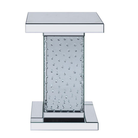 Acme - Nysa End Table 81412 Mirrored & Faux Crystals