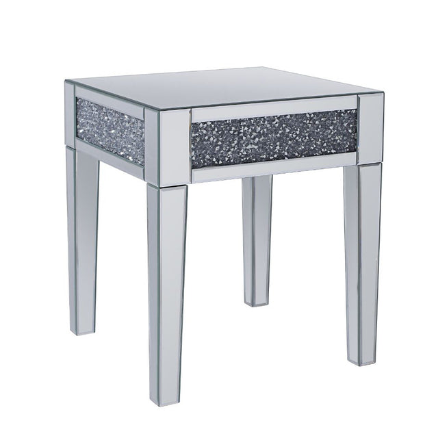 Acme - Noralie End Table 81417 Mirrored & Faux Diamonds