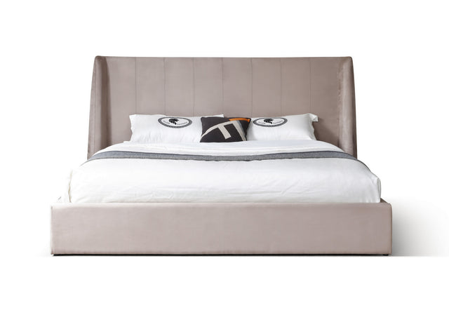 Queen Roma - Modern Taupe Microfiber Upholstered Bed - View Image 1