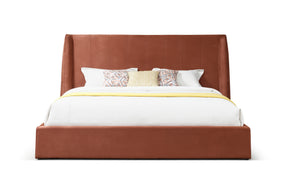 Queen Roma - Modern Burnt Orange Microfiber Upholstered Bed - View Image 1