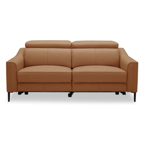 Eden - Modern Camel Leather Loveseat With 2 Recliners - View Image 1