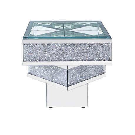 Acme - Noralie End Table 81467 Mirrored & Faux Diamonds