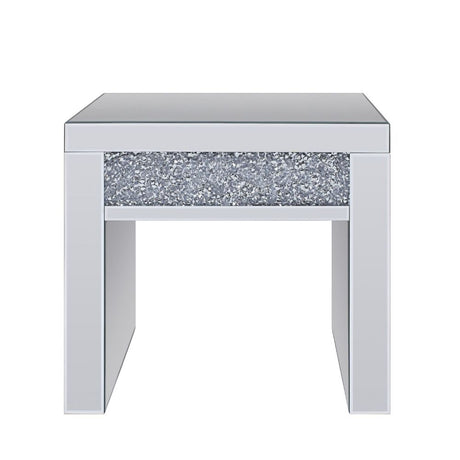 Acme - Noralie End Table 81477 Mirrored & Faux Diamonds